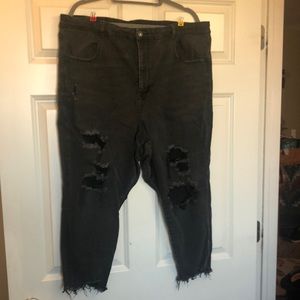 AE black curvy super hi-rise jogging crop. Size 24S